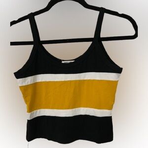 Heart + Hips Black and Yellow Striped Women's Crop Tank Size M